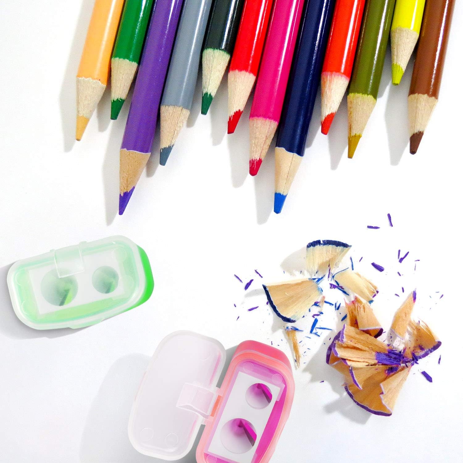 MENOLY 20 Pack Pencil Sharpeners Manual Double Hole Pencil Sharpener with Lid Hand for School Office Home (Pink/Yellow/Green/Blue) : Office Products