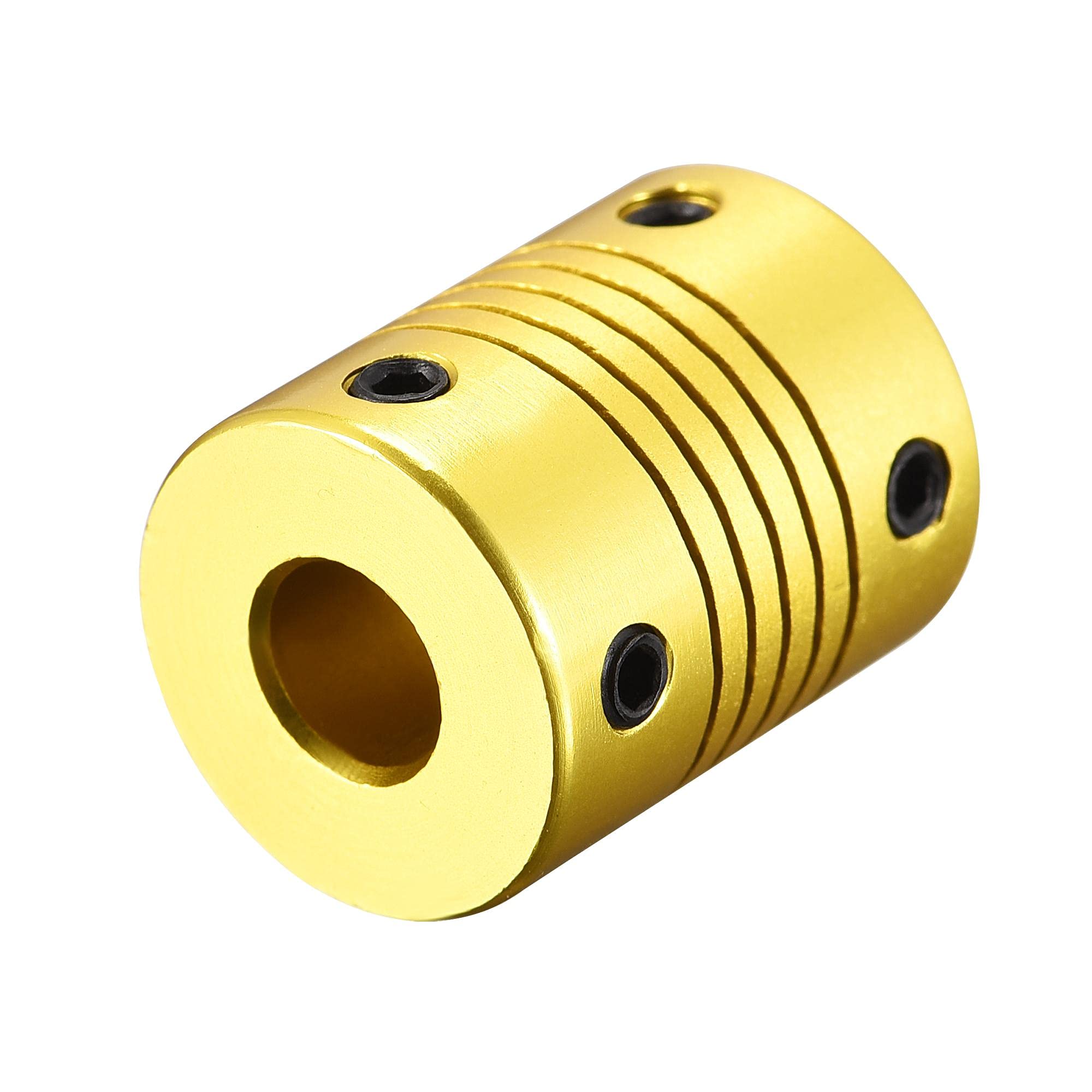 sourcing map 8mm to 8mm Aluminum Alloy Shaft Coupling Flexible Coupler L25xD20 Golden Tone