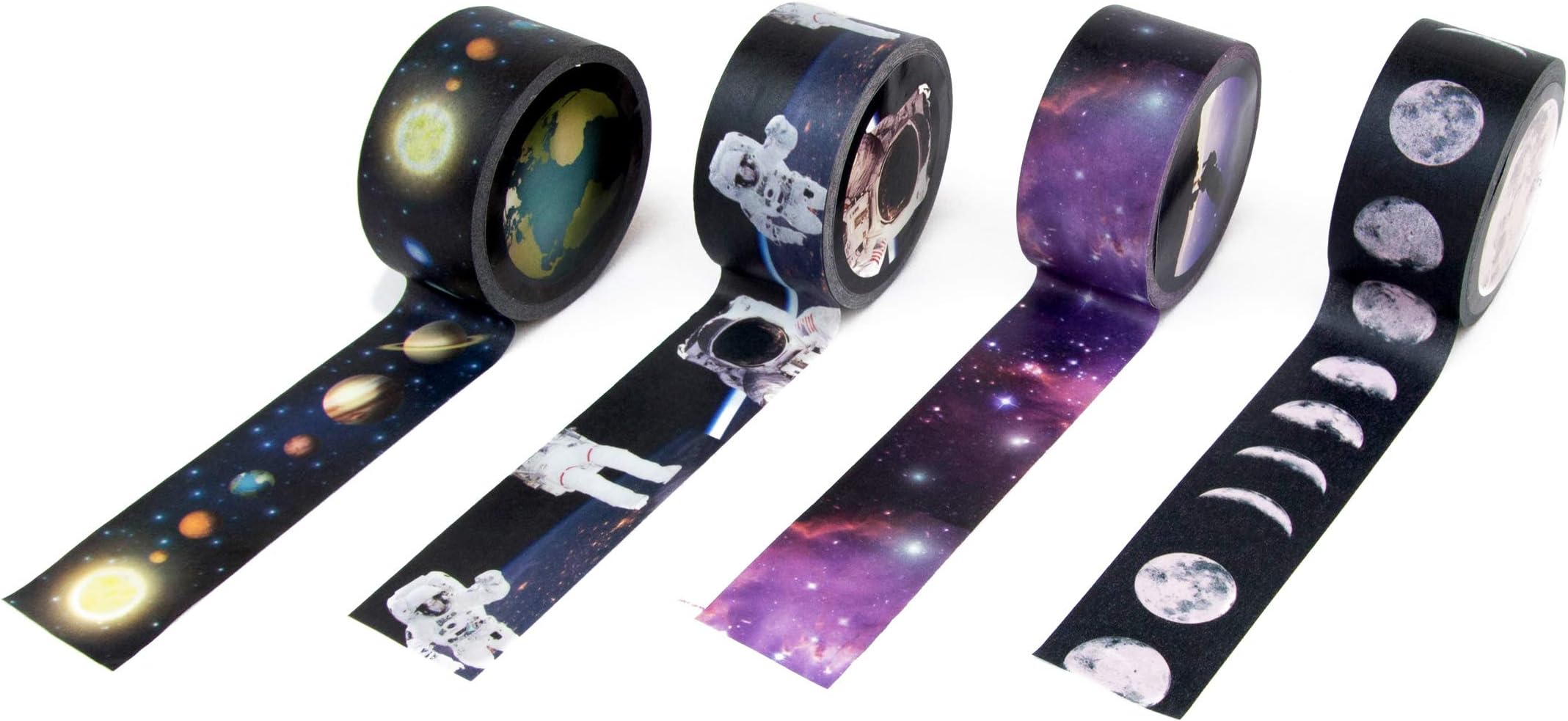 Suck UK | Washi Tape | Space Themed Washi Tape Sets Of 4 | Wide Paper Tapes Space Gifts | Aesthetic Stationary Supplies & Scrapbook Accessories | Japanese Stationery & Tapes For Scrapbooking