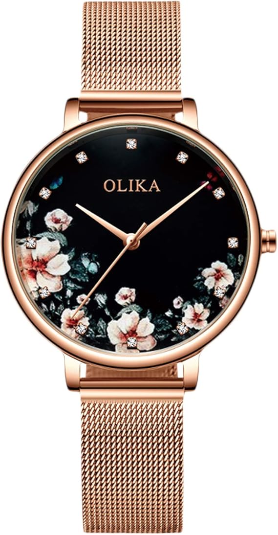 Amazon Rorios腕時計レディース 女性時計 おしゃれ椿表盤 日本製クオーツ 磁メッシュバンド 日本製クオーツ ビジネスウォッチ Watch For Women レディース腕時計 腕時計 通販