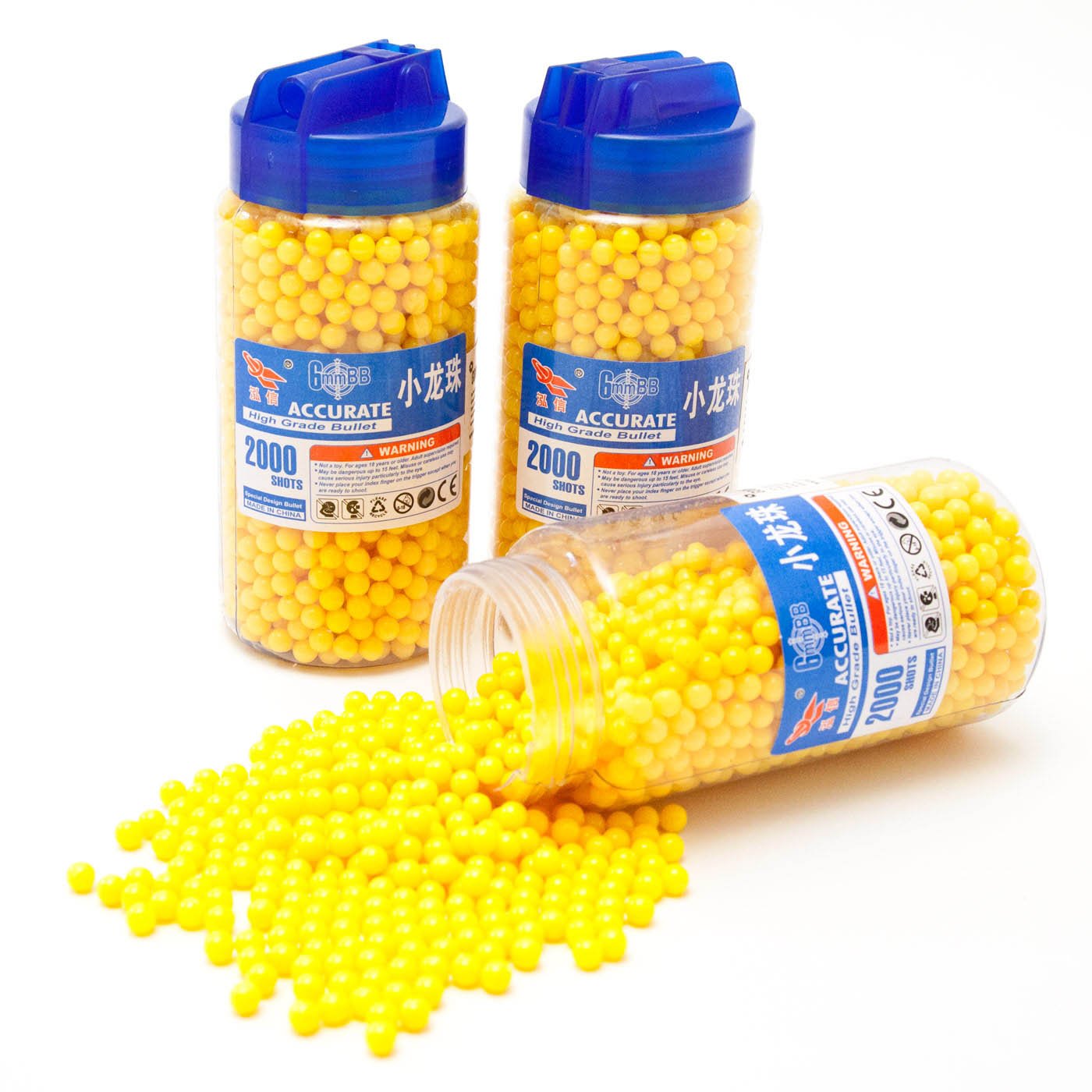 Airsoft BB Pellets, 6 mm Calibre, High Grade BB Pellets, 0.12 g Ammo Balls, Yellow, Pack of 6000