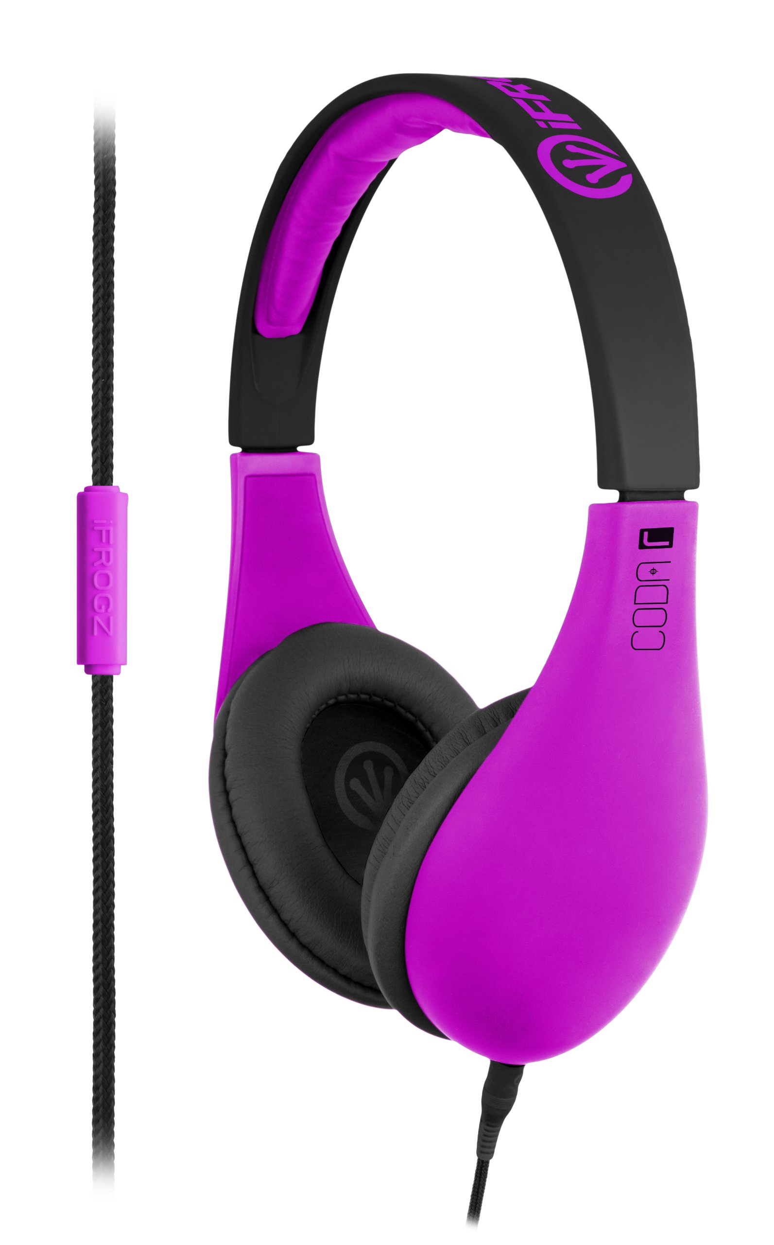 iFrogz IF-COD-NPRP Coda Headphones with Mic, Neon Purple