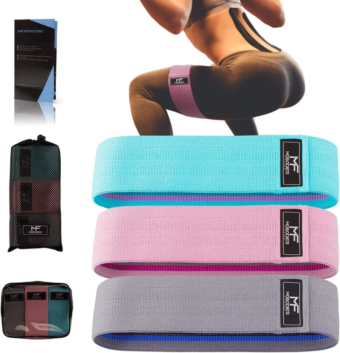 Resistance Bands Booty Bands Hip Bands For Legs And Butt Fabric Exercise Bands Cloth Workout Bands For Women Men Resistance Loops Anti Slip Thick Wide Circle Hips Glute Set Of 3 Exercise