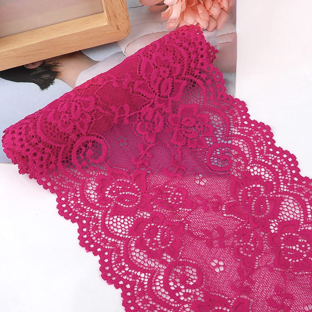 15 cm x 2 m elasticity lace ribbon, lace border, decorative ribbon, lace borders, ribbons for sewing, DIY crafts, decoration for clothing, underwear, lingerie, wedding dress, table decoration, red 2