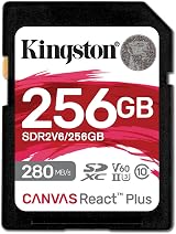 Kingston Canvas React Plus V60 256GB SDXC UHS-II 280R/150W U3 Card