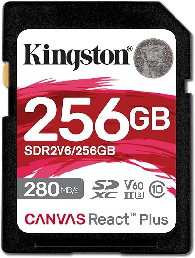 Kingston Canvas React Plus V60 256GB SDXC UHS-II 280R/150W U3 Card