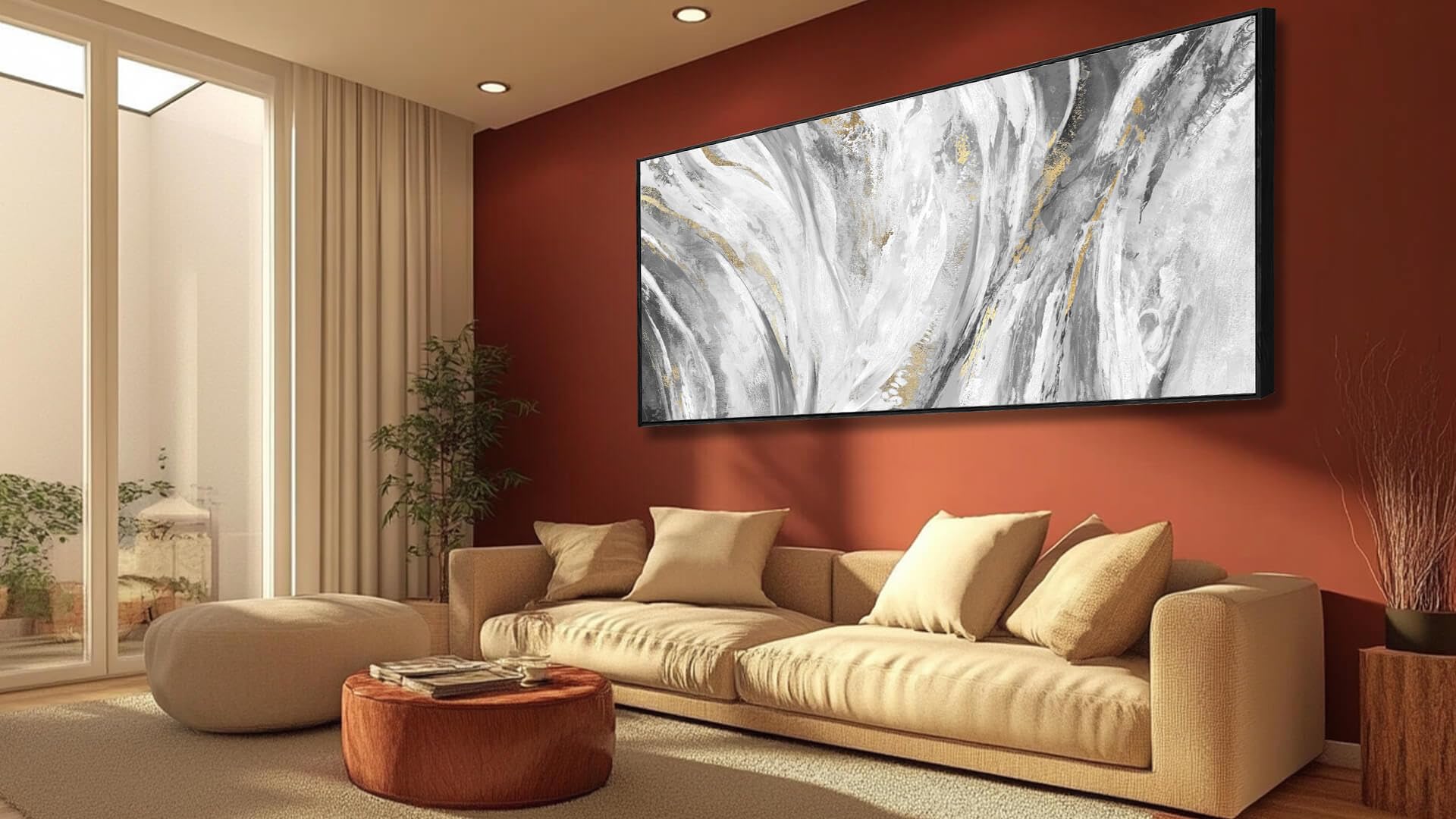 Large Wall Art Gold Abstract Canvas Wall Home Wall Decor Black and ...