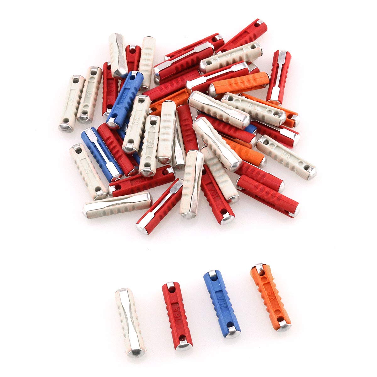 Photo 1 of DGZZI Car Fuse 50PCS 5A 8A 16A 25A Amp European Automotive Fuses Torpedo Bullet Classic Fuses for Old Style Classic Car