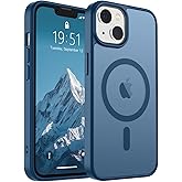 SUPFINE Magnetic for iPhone 15 Plus Case & iPhone 14 Plus Case(Compatible with MagSafe)(Military Grade Drop Protection) Slim Translucent Shockproof with Anti-Fingerprint Phone Case,Deep Blue