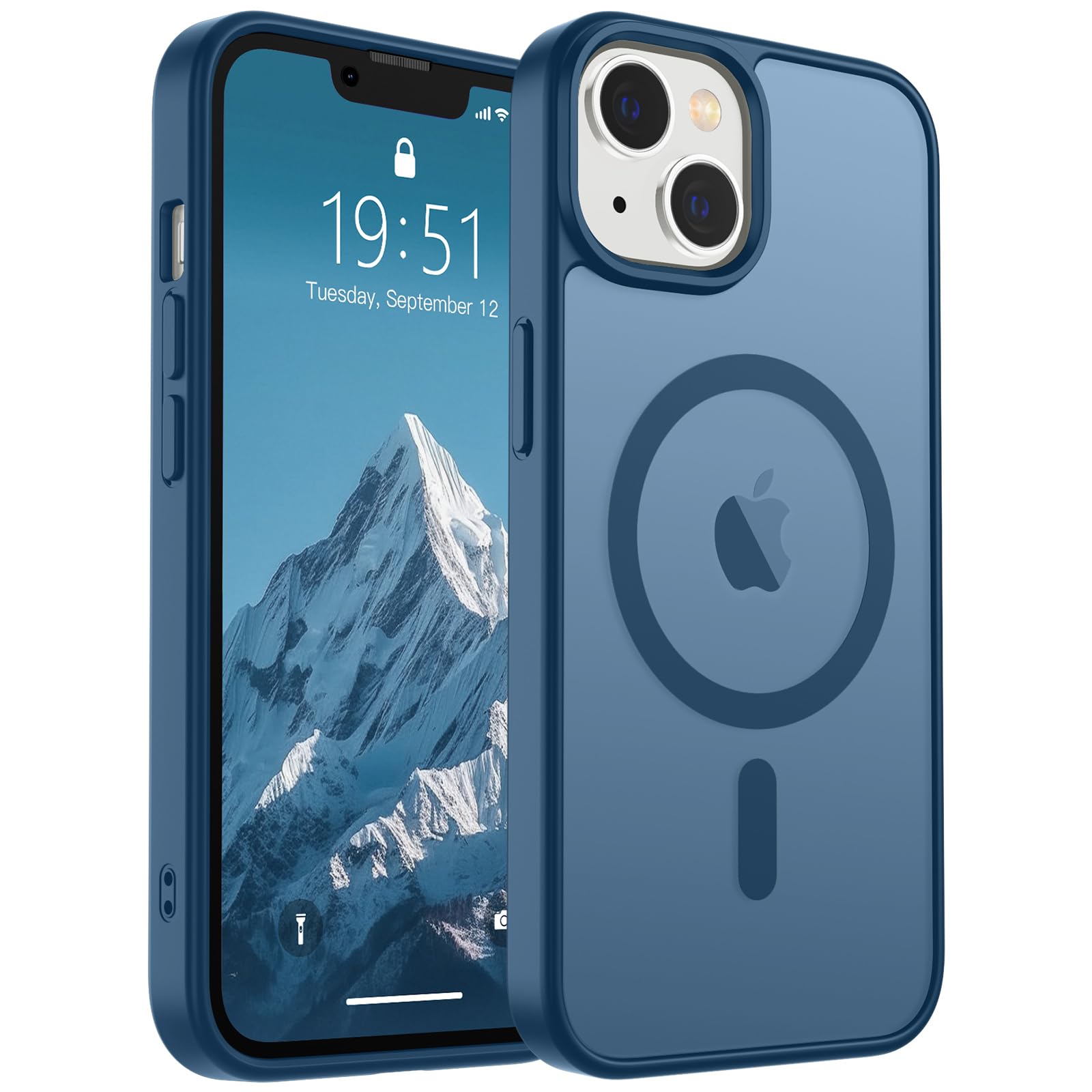 Photo 1 of SUPFINE Magnetic for iPhone 14 Case & iPhone 13 Case (Compatible with MagSafe) (Military Grade Drop Protection) Slim Translucent Matte Shockproof Phone Cover,Deep Blue