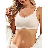 COMFELIE Women No Underwire Bra Comfy Seamless Bras Full Coverage Mesh Bralette with Adjustable Contrast Color Strap S-4XL