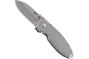 CRKT Squid Folding Pocket Knife: Compact EDC Straight Edge Utility Knife with Stainless Steel Blade and Framelock Handle - Silver Stonewash 2490