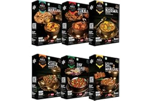 Spice Voyage Curry Paste Dinner 6 Pack Combo - 3 Indian Gravies & 3 Indian Authentic Meals 10.6 Ounces Each Just In 10-15 Mins Quick Easy Cooking, Irresistible Flavor, and Healthy Vegetarian Meals