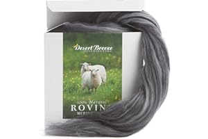 Desert Breeze Distributing – 100% Natural Merino Wool Roving, Wool for Spinning, Tapestry Yarn, Needle Felting, Wet Felting, Big Yarn Roving, 19 Micron, 70mm Staple Length, 8 OZ Size, Color Orca
