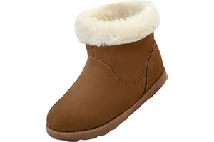 festooning Girls & Toddler' Faux Fur Shearling Style Boots, Girls Warm Winter Flat Non-Slip Zip Snow Boots for Indoor Outdoor(Toddler/Little Kid/Big Kid)