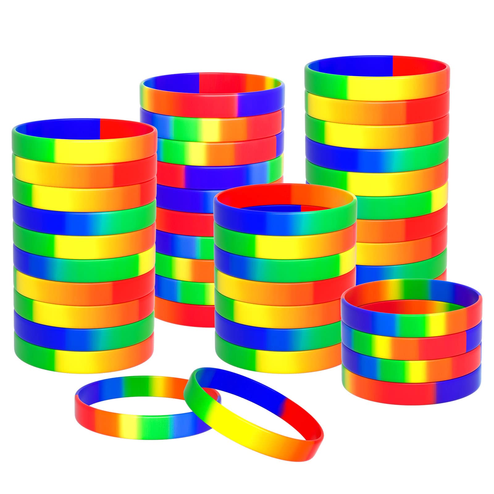 TUPARKA 60pcs Gay Pride Wristbands LGBT Lesbian Rainbow Wristbands Silicone Sports Rubber Bracelets