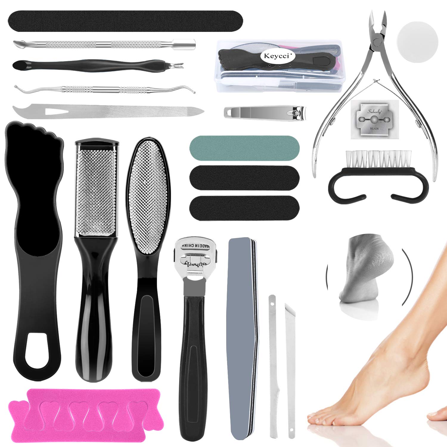 Pedicure Kit Tool Pedicure Set Foot File Foot Care Kit 23 in 1 Pedicure Tools Feet Scrubber Dead Skin Remover Men Women Home Pedicure Kit Nail Clipper Cuticle Trimmer Pedicure Set Spa Nail Care Kit : Beauty