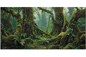 Dizifinn Tropical Forest Aquarium Background, Green Huge Tree Reptile Habitat Rainforest Terrarium Background, 6 EVA Double-Sided Tapes 36x18 inches/90x45