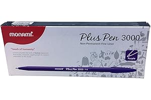 Monami Plus Pen 3000 Fine Sign Pen Felt Tip Water Based Ink [Pack of 12] - Purple