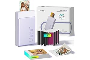 Liene Pearl N200 Pro Portable Photo Printer, Instant Mini Picture Printer for iPhone Smartphone, Thermal Dye Sublimation, Blu