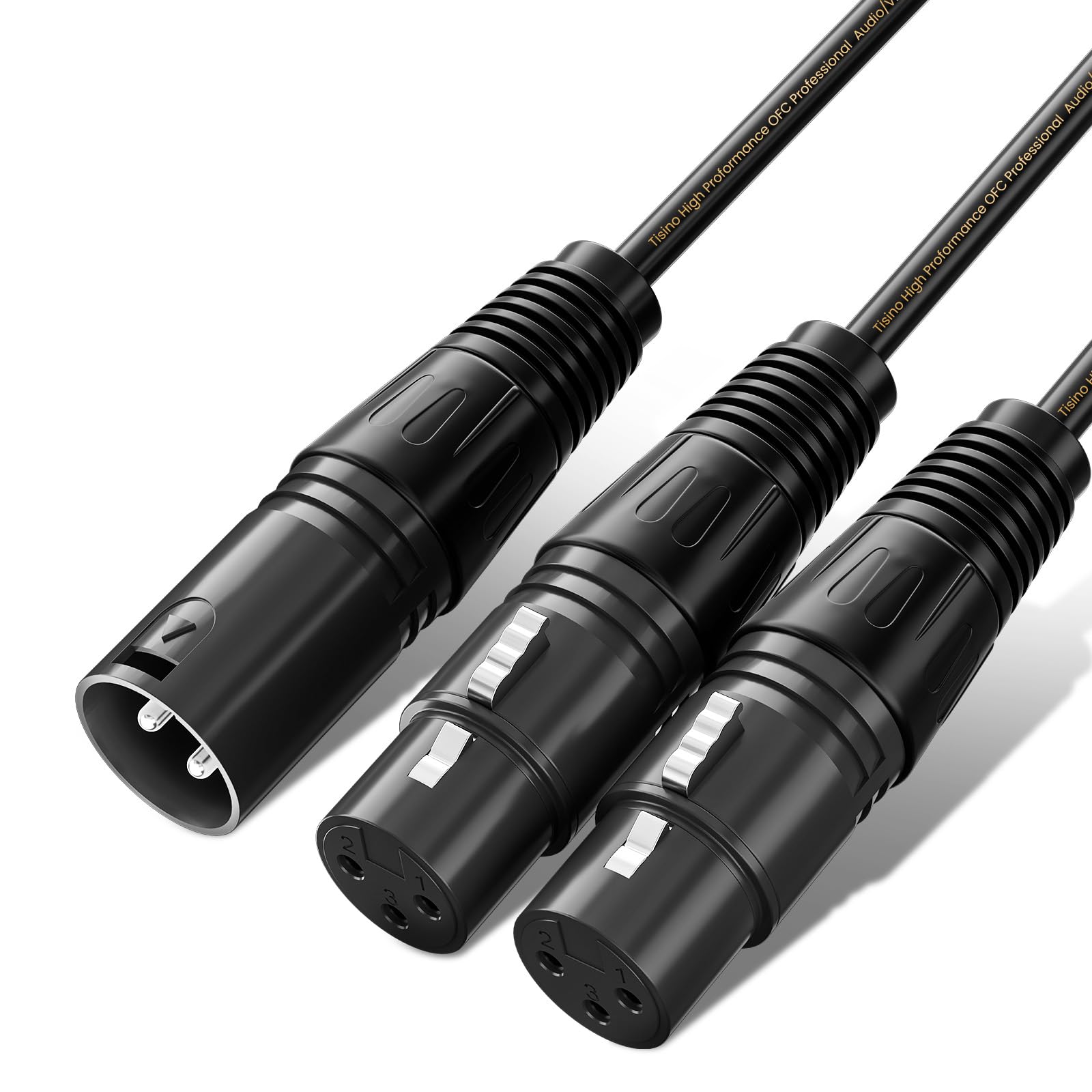 Tisino XLR Cable Divisor en Y - Doble Hembra a Macho Mic Combiner Y Cord Balanced Microphone Adapter Patch Cable (2 Hembra a 1 Macho) - 0,5 m