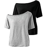 RoseSeek Girl's Off The Shoulder Tops Short Sleeve Cute Summer T Shirts for Teens Girls Y2k Tops Trendy