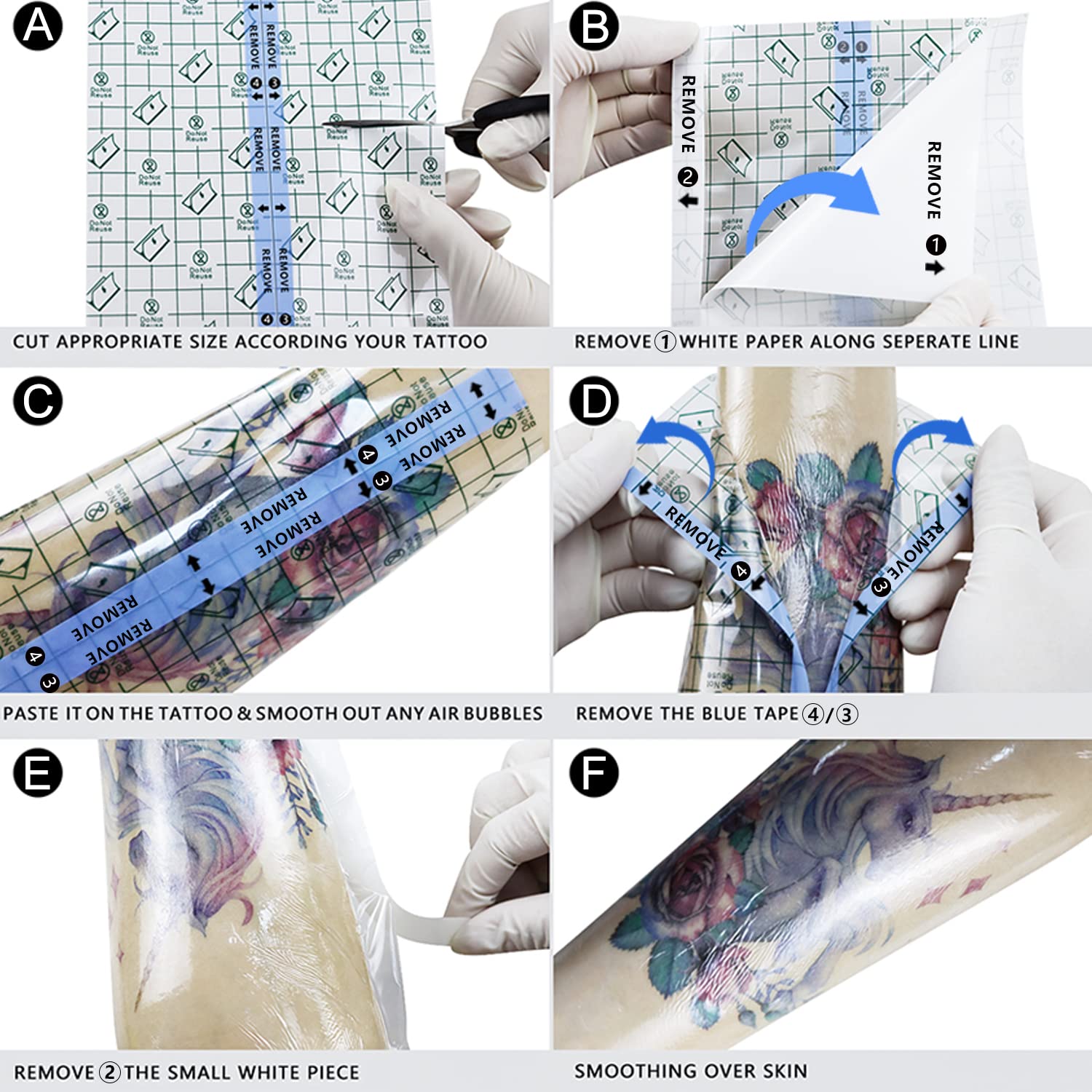 Gozahad Tattoo Aftercare Bandage | 6 in x 1 yd | Clear Adhesive Wrap Second Skin Protective Waterproof Tattoo Film Transparent Product tattoo Bandages