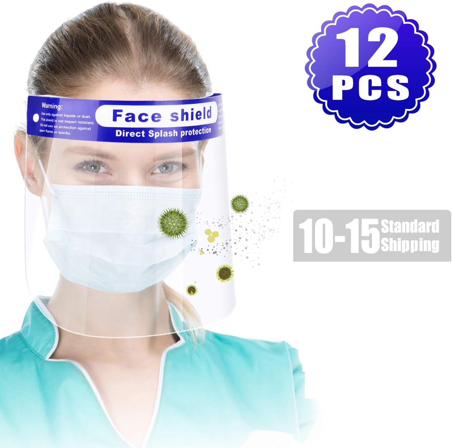 Reusable Face Shield, 12 PCS Plastic Safety Face Shield Adjustable Transparent Full Face Anti-spitting Protective Mask Hat Protect Eyes and Face Protection