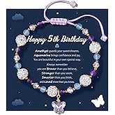 LAVEIR Birthday Gift for Girls – Adjustable Purple Butterfly Crystal Bracelet for Litter Girls, Daughter, Granddaughter, or Niece