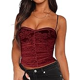 Women Sexy Y2k Double Lined Shelf Bra Tank Top Dressy Crop Corset Camisole Top with Built in Bra for Date Night Club