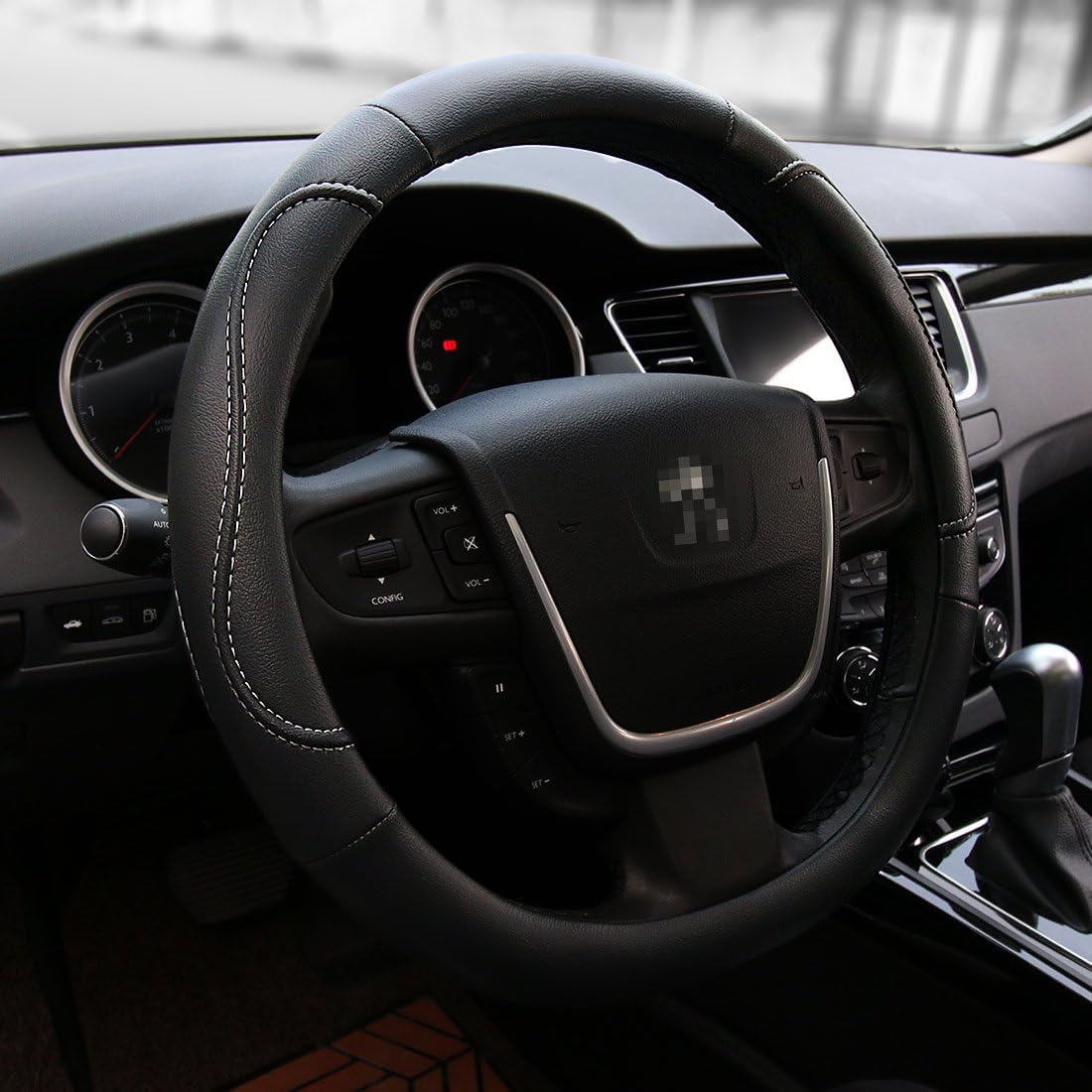 Black Steering Wheel Cover Universal Car Van Fit 38cm Middle Size