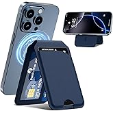 Frapkom for Mag-Safe Wallet, Leather Phone Magnetic Wallet Stand Adjustable for iPhone 17/16/15/14/13/12 Series, ID Window, RFID Blocking (Blue)