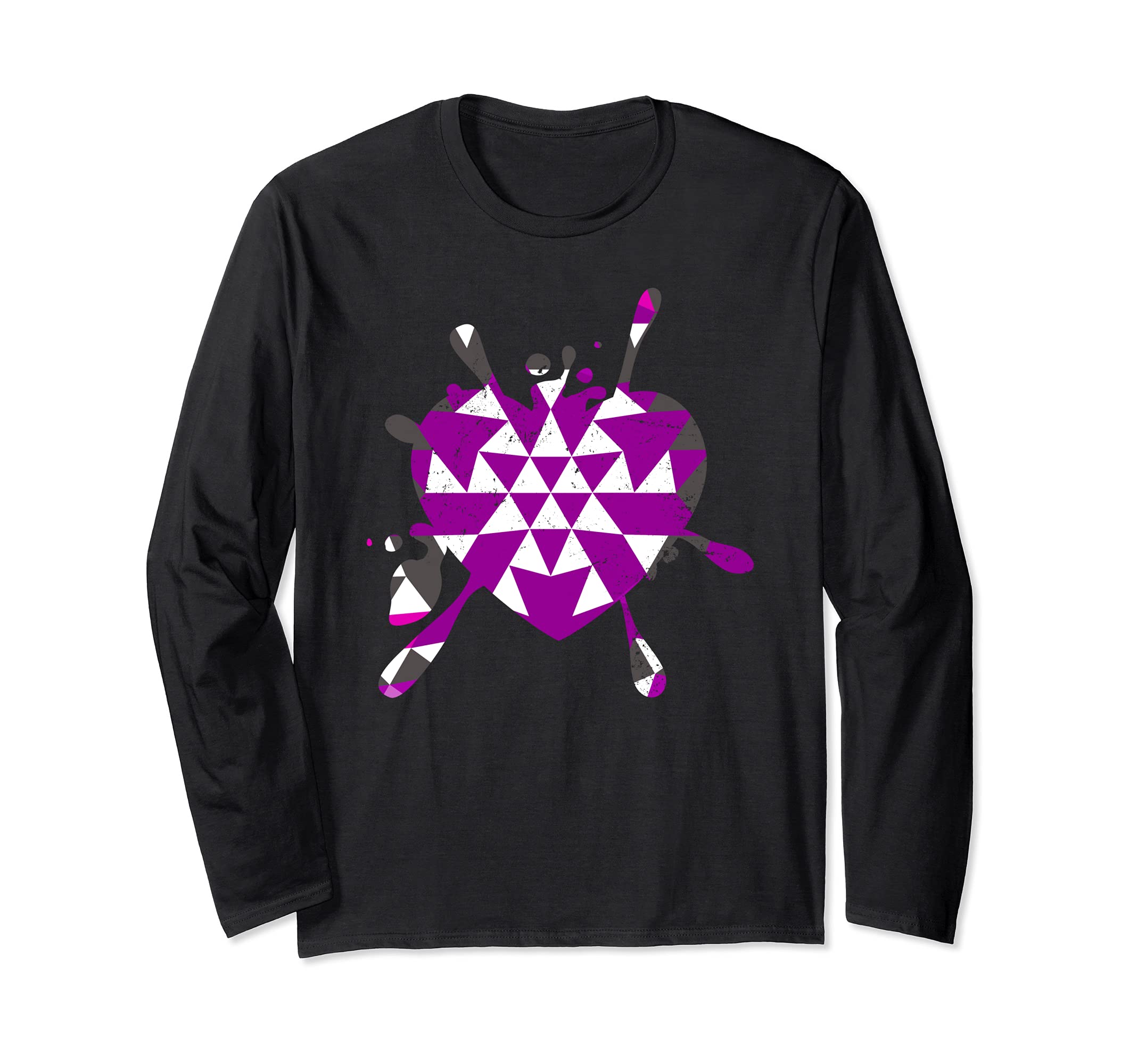 Ace Flag Heart Asexuality Queer Asexual Long Sleeve T-Shirt