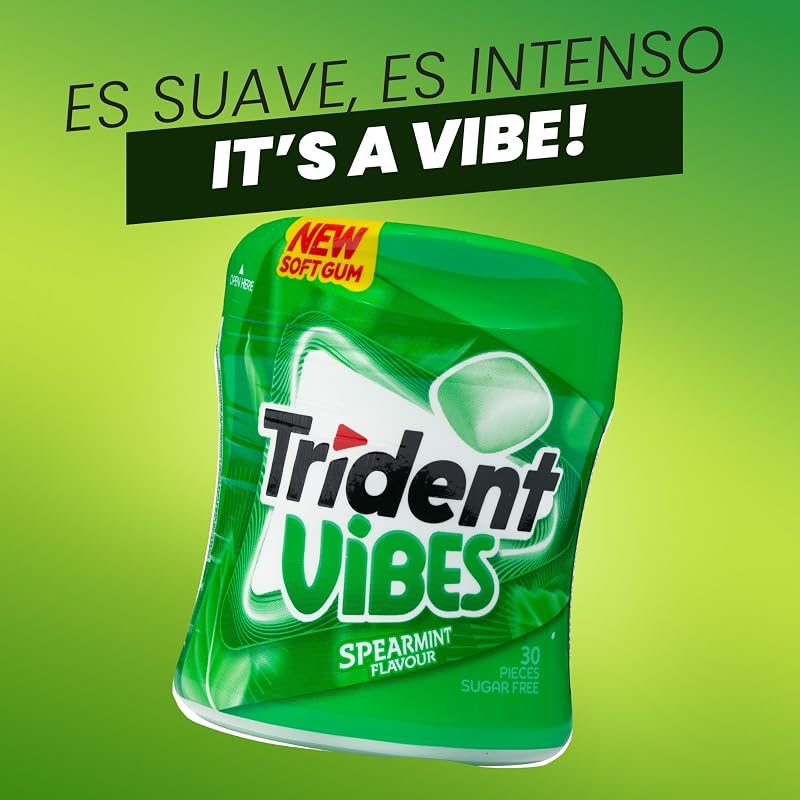 Vibes Spearmint Chicles Sabor Menta Verde Sin Azúcar, Pack 6 Botes
