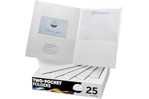 FILE-EZ Two-Pocket Folders, White, 25-Pack, Textured Paper, Letter Size (EZ-32510)