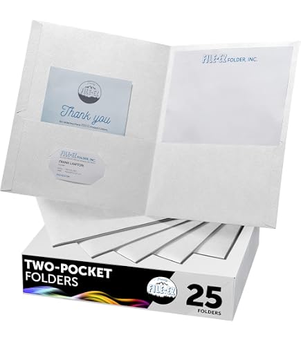 Amazon.com: FILE-EZ Two-Pocket Folders, White, 25-Pack, Textured