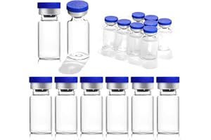 otwooi 2ml Sealed Empty Vials for Injection, Transparent Glass Vials Self-Healing Injection Port, Liquid Sample Storage Vial with Caps(10pcs)