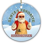 Sportyzen Santa’s Favorite Hairdresser Ornament – Funny for Hairstylists, Salon Owners, Hairdressers – Holiday Keepsake – Funny Stylist Gift - Salon Christmas Decoration