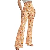 70s Flare Pants for Women - EDC Rave Festival Outfit High Waist Bell Bottom Boho Cute Groovy Disco Trousers