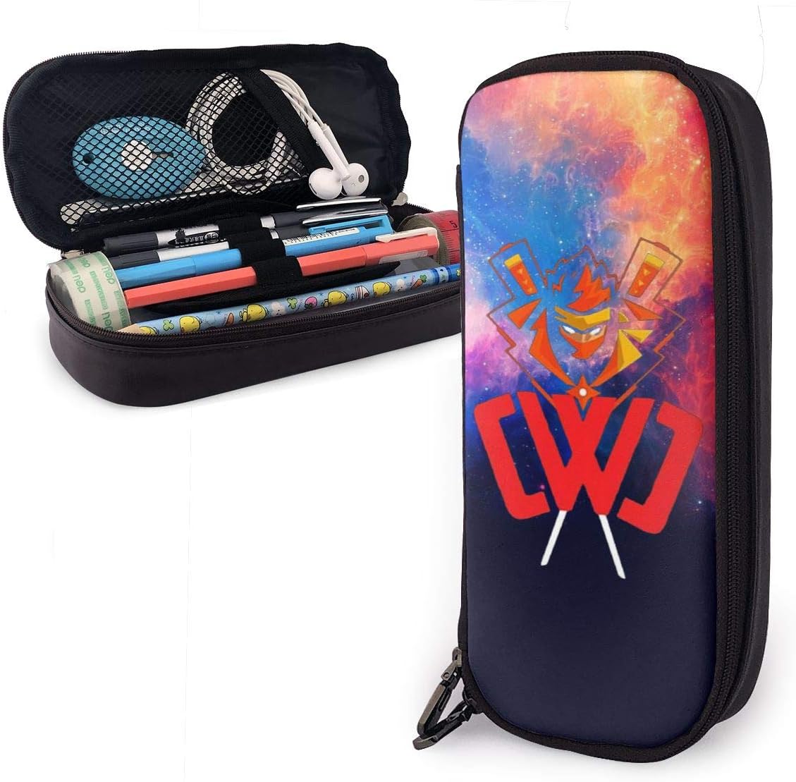 Customgogo Colorful Galaxy CWC Chad Wild Clay Leather Pencil Case Student Office Pen Pencil Case Bag,Pouch Stationary Case Makeup Cosmetic Bag