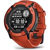 Garmin Instinct 2X Solar, Rugged GPS Smartwatch, Built-in Flashlight, Solar Charging Capability, Multi-Band GNSS, Flame Red