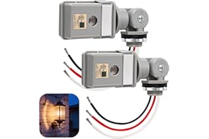 FLYGENERAL 2 Pack Photocell Sensor for Outdoor Light, 120VAC 50/60 Hz IP54 Waterproof Photoelectric Switch, Automatic Dusk to Dawn Sensor for Yard, Garden, Driveway Lighting