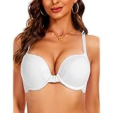 Upushall Front Closure Racerback Push Up Bra Super Padded Add 2 Cup Lace Underwire Lift Up Bras