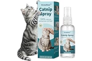 HOMEHOM Catnip Spray for Cats - Highly Potent for Energizing Play & Toy Renewal, Calming Stress Relief for Indoor Cats, 100% Natural Organic Catnip, Mess-Free Herbal Formula (2 fl.oz)