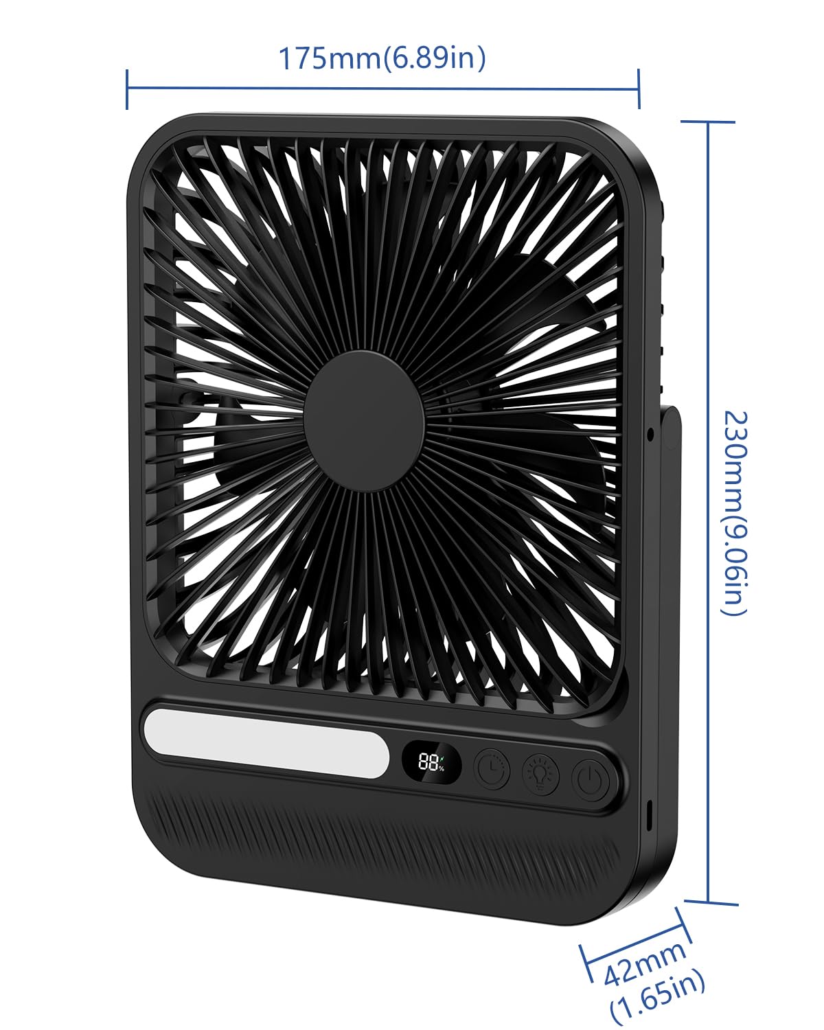 BIVBTP 7in 8000mAh Portable Desk Fan - 28H Long Runtime Travel Fan, 4-Speed,2-8H Timer, 3-Speed LED Light, Digital Display Battery Operated Fans for Office Camping Bedroom Cruise 2026