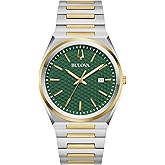 Bulova Mens Dress Classic Quartz Two Tone Stainless Steel Watch, Patterned Dial, 39mm