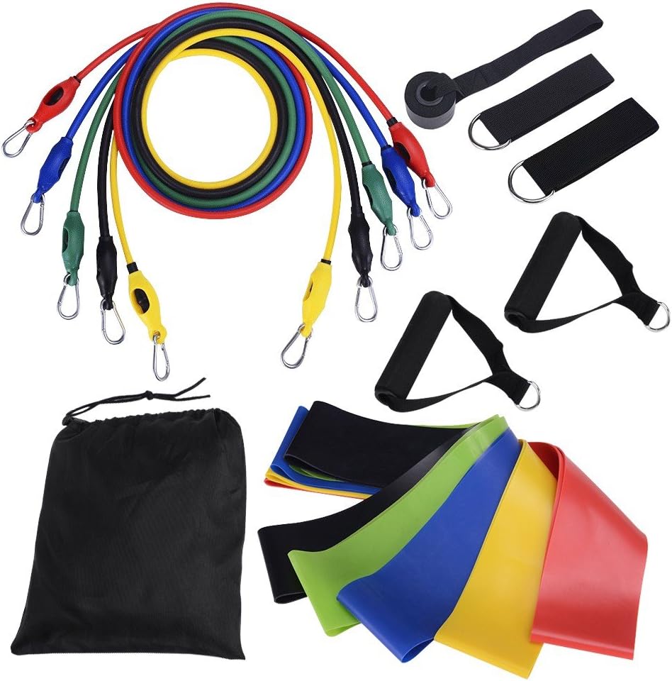 Taotuo Resistance Bands set 16pcs, Strength Fitness Exercise Resistance Tubes and Loop Bands for Workout and Physical Trapy, Fitness, Yoga, Pilates, Legs and Butt, for Men & Women