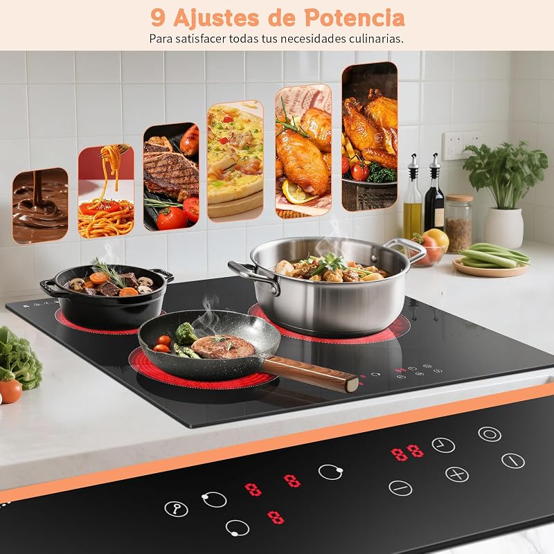 Placa Vitroceramica 3 Fuegos 60 cm con Zona Extensión, 5200 W