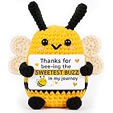 TWPER Positive Crochet Animals Bee Gifts for Women, Emotional Support Thank You Gifts - Cute Office Desk Decor for Coworker Best Friend Mom Dad