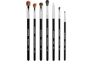 Sigma Beauty Basic Eye Makeup Brush Set – Classic Eye Makeup Brushes with Premium Fibers and Sleek, Durable Handles for Eyeliner, Eyeshadow, & Eyebrows, Includes 7 Black Makeup Brushes